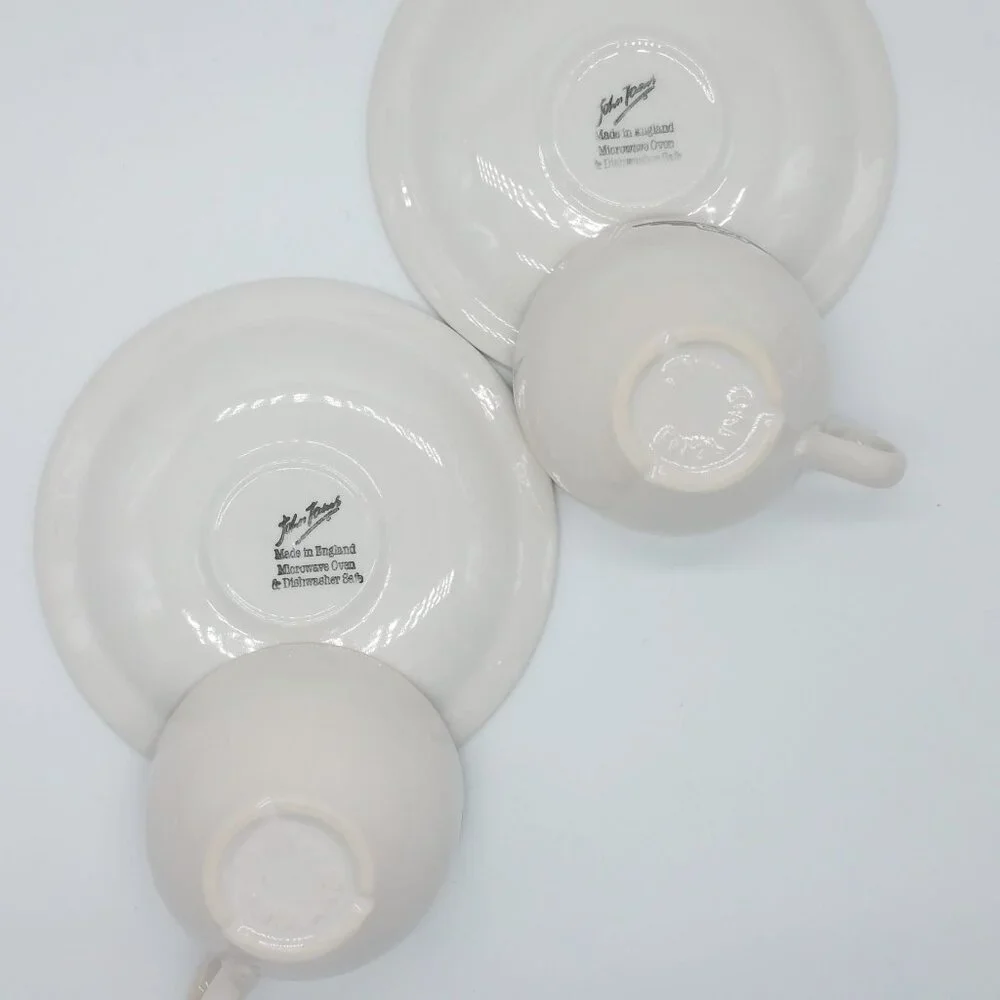 Set of 2 John Tams Cafe Espresso Coffee Cups and Saucers